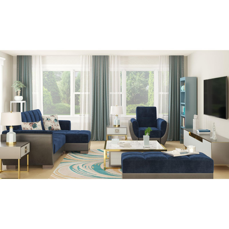 Upholstered Convertible Sofabed with Storage