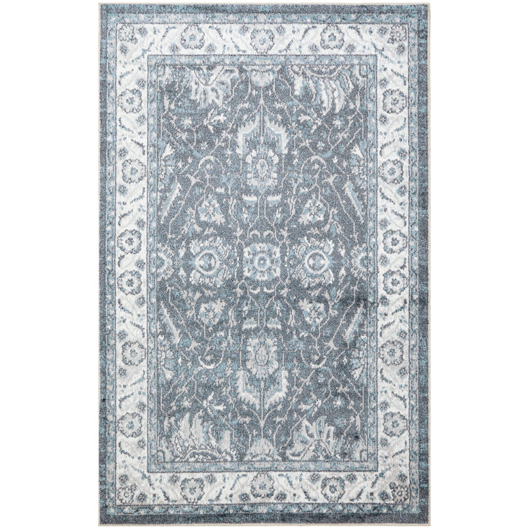  Astra Machine Washable 4' x 6' Slate Vintage Indoor Rug