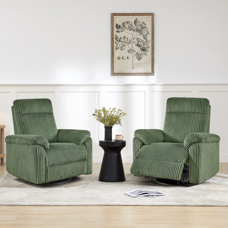 Newport Manual Swivel Glider Recliner, Moss Green