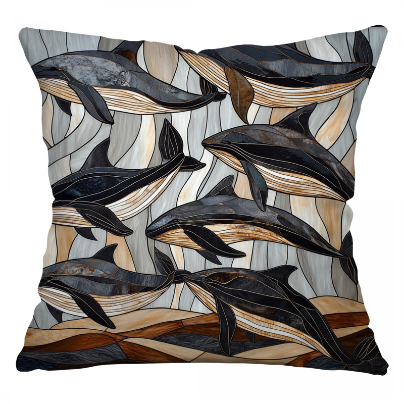 Coussin Whales, Carré 14 po