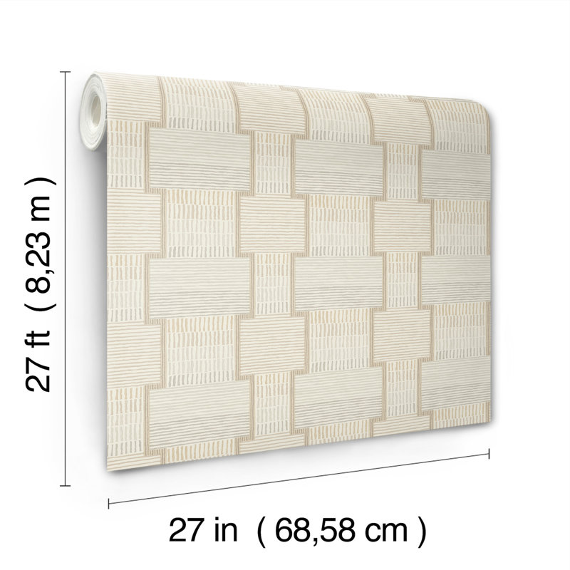Geometric Wallpaper Roll, Beige