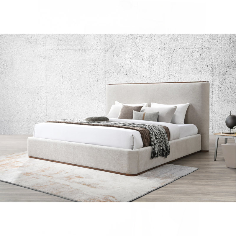 Gray Fabric Queen Bed