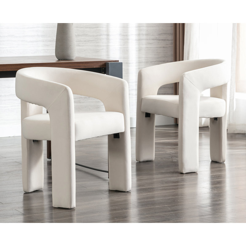 Ivory Velvet Upholstered Modern Side Chair Set