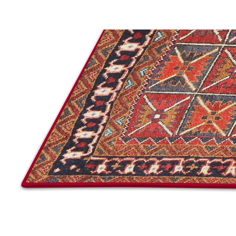 Tapis géométrique brun / rouge / noir, Rectangle 5 pi x 8 pi