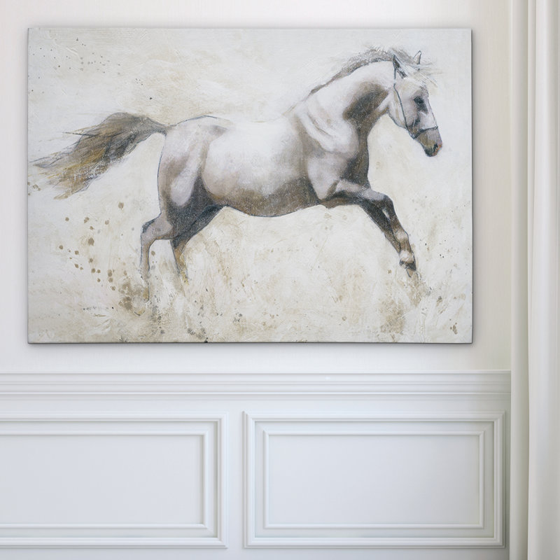 « gallop », reproduction de peinture à l’huile sur toile tendue, H 18 po x l 27 po x P 1,5 po
