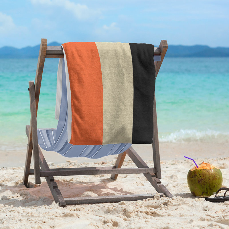 Beach Towel, Orange/Cream/Black, Microfiber