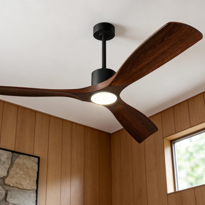 52 Inch Smart Ceiling Fan Featuring 3-Color Dimmable  Light, 6-Speed Reversible Quiet DC Motor, Remote Control And Light Kit