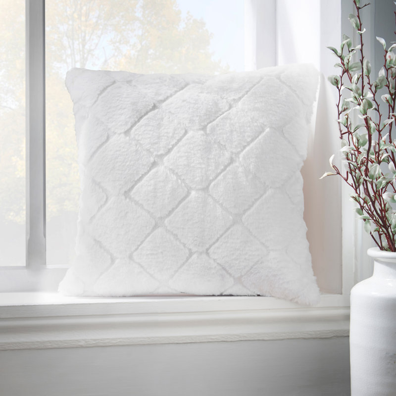 Cosy Diamond Cushion with inner and Cover, White