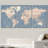 Large Blue Global Antique World Map - Framed Canvas 3 Piece Print Triptych Set Wall Art-87392622-87392624