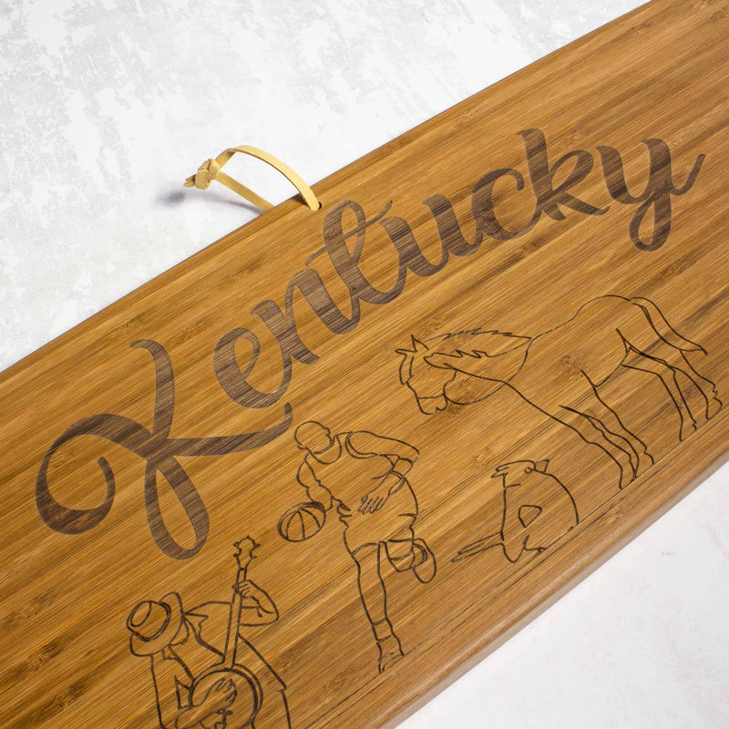 Kentucky 30-Inch Engraved Bamboo Charcuterie Board