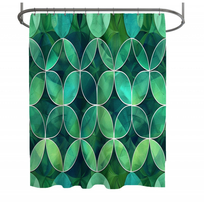 Rideau de douche Circles - Décoration de salle de bain abstraite, H 73 po x l 70 po