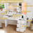 39" W Modern Makeup Vanity with LED Lighted Mirror, 5 Drawers, Power Outlet & Hidden Jewelry Organizer for Bedroom-2026026688