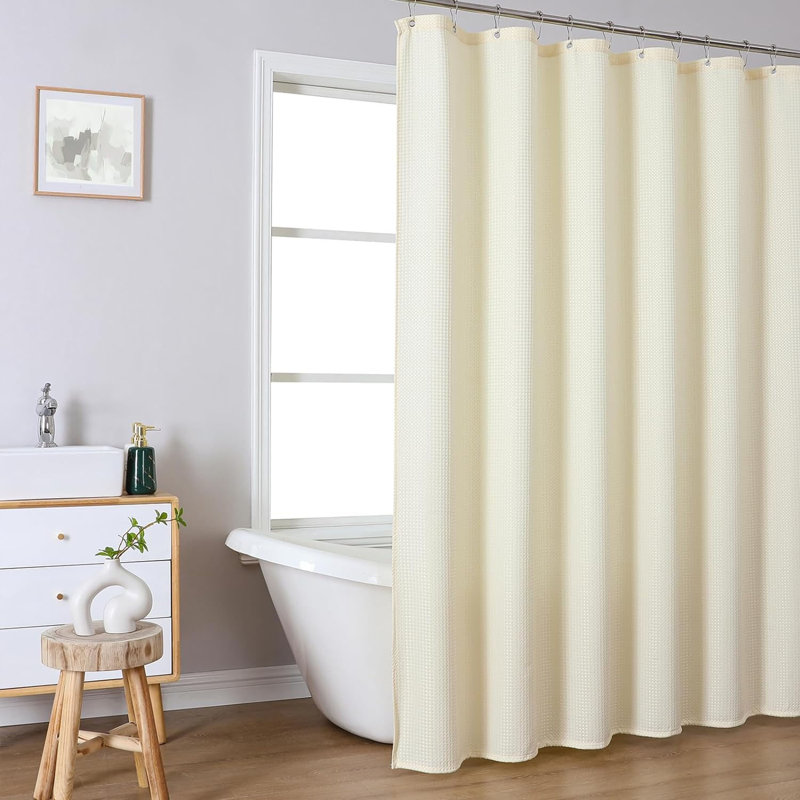 Jahnathan Shower Curtain with Hooks Included, Beige