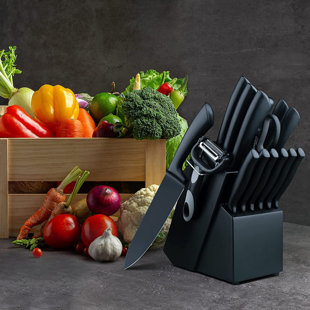 McCook MC35 11-Piece Kitchen Cutlery Knife Block Set with Built-in  Sharpener Stainless Steel