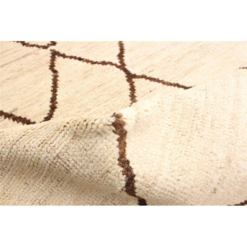 Tapis unique en laine noué à la main des années 2010 de 3 pi 3 po x 4 pi 10 po beige Fjodor