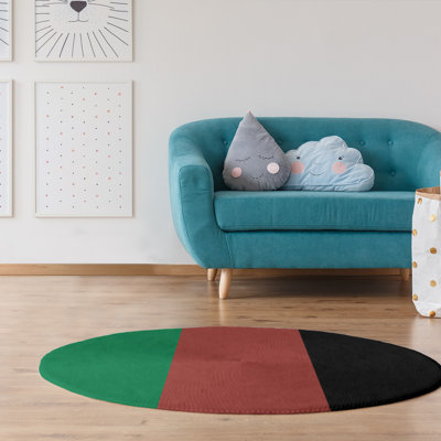 Tapis vert rayé/doré/noir zone