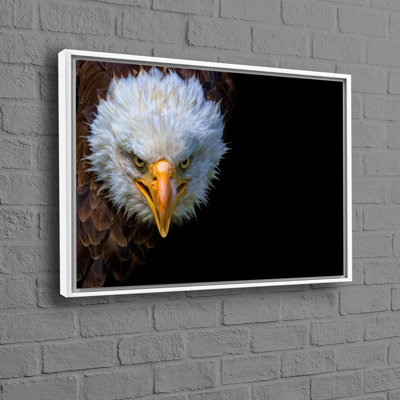 Art mural en toile de coton présentant un imprimé 3D d'aigle à tête blanche, idéal pour enrichir un décor de cuisine ou de loft