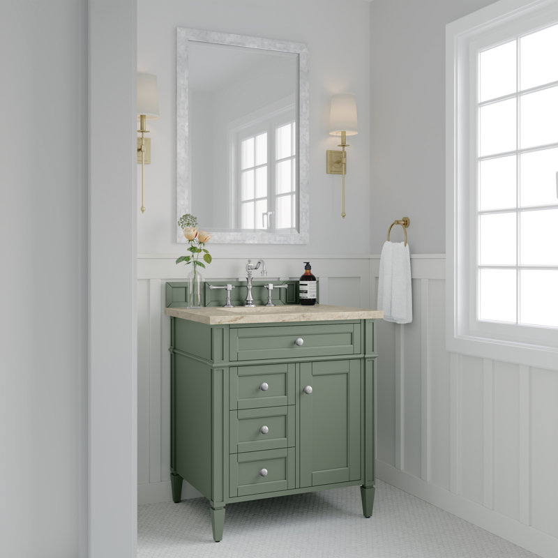 Brittany 30'' W Single Vanity, Smokey Celadon, Tajnar Eclos, 8" Widespread