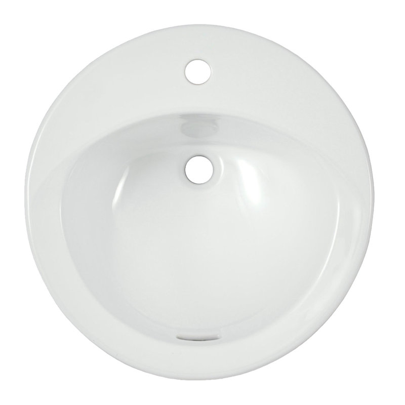 Ultimate® Vitreous China Circular Drop-In Bathroom Sink with Overflow, Cotton, Single Hole