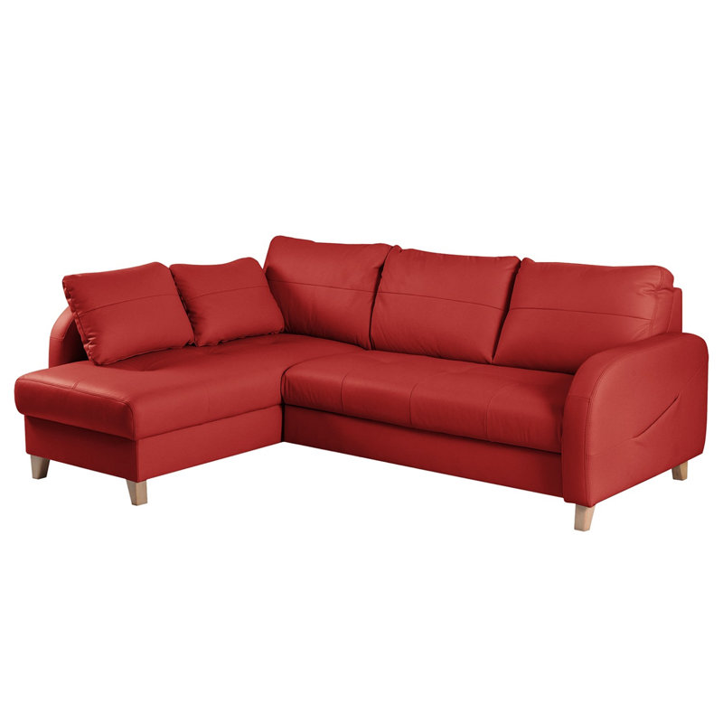 Roger Leather Corner Sofa, Left Hand Facing, Red