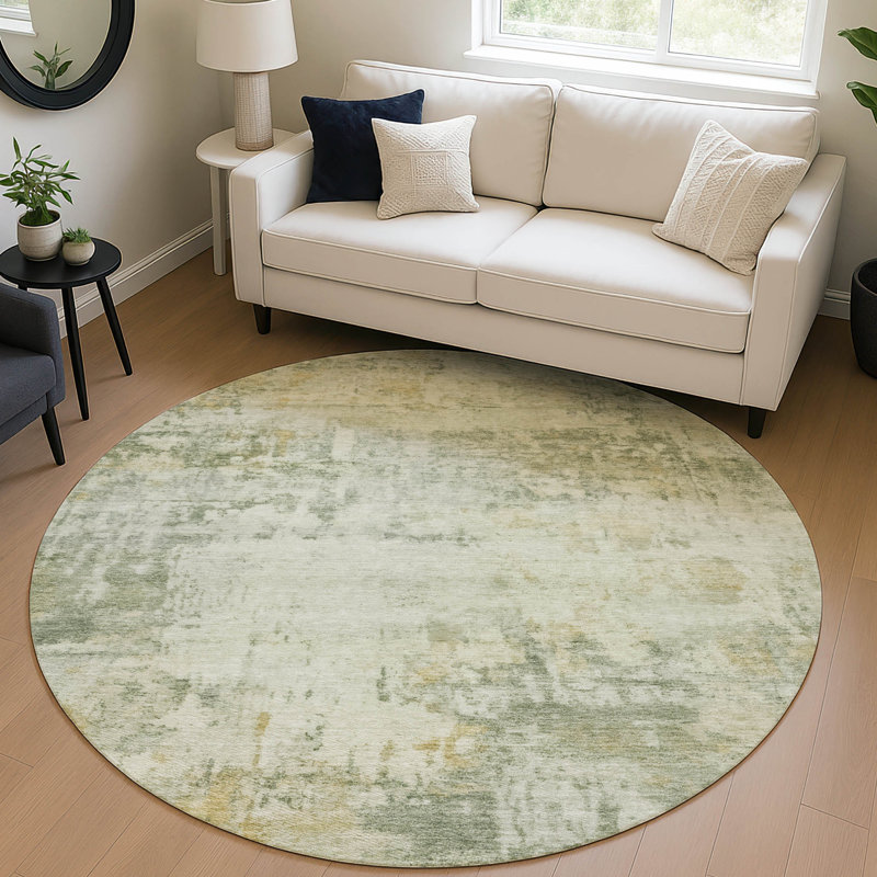 Machine Washable Indoor/Outdoor Mainor ACN2371 Abstract Rug, Round 8'