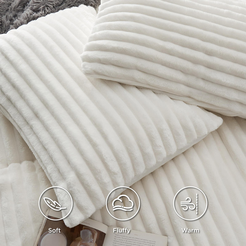 Ensemble de housse de couette Litsure, Housse de couette pour très grand lit et 2 taies , Coconut White