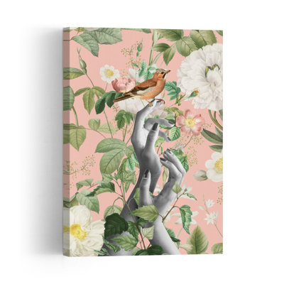 Whimsical Garden Hands Delicate Elegant Romantic Bird Nature Spring Wall Art Print 1 Piece Wrapped Canvas Wall Art