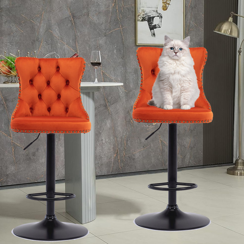 Tabouret pivotant à hauteur réglable Hukam, Noir, Orange