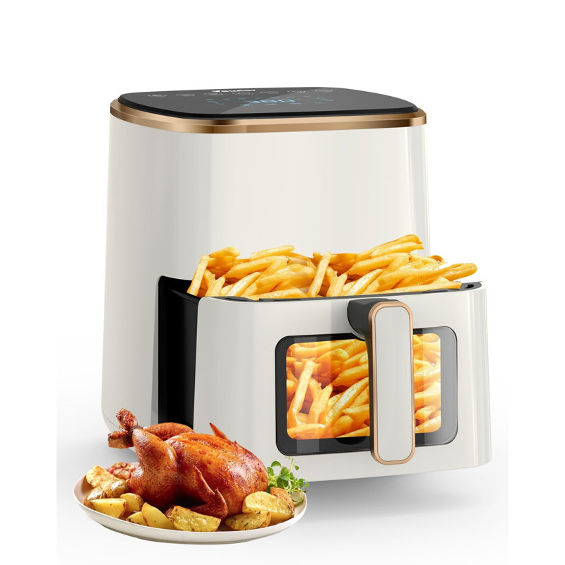 Friteuse à air de 5,3 pte avec fenêtre de cuisson 7 préréglages 1350W blanc