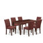 L'ensemble de table de salle à manger 7 pièces contient une table de cuisine et 6 chaises de cuisine en polyester bleu marine foncé avec dossier élégant - finition noire-767197097-767197100-792730453
