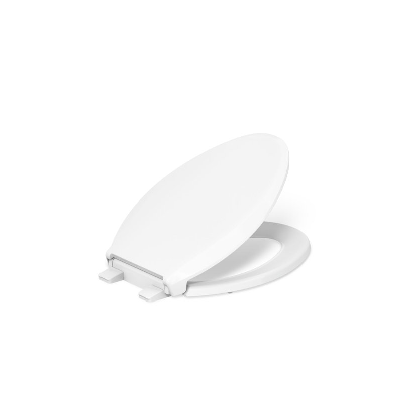 Cachet Quiet-Close with Quick-Attach Hinges and Grip-Tight Elongated Toilet Seat, White, Ready Latch