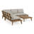 Tavira - Outdoor Off-white Fabric + Eucalyptus Sectional Sofa + Coffee Table Set