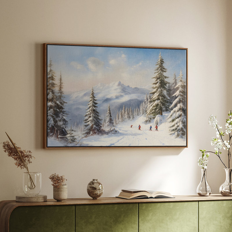 Paysage rétro -DCCD XXVII, Toile encadrée noyer flottant, H 27 po x l 41 po x P 2 po