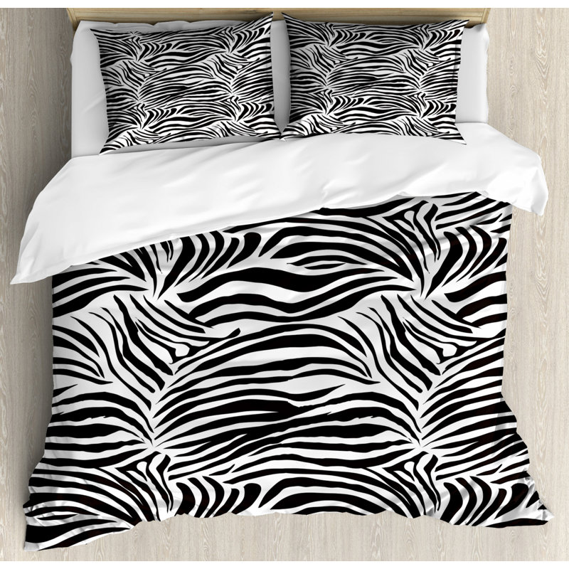 King Black and White Zebra Print Duvet Cover Set