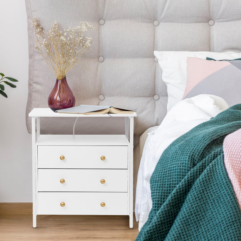 Jhadiel 27'' W Nightstand, White/White