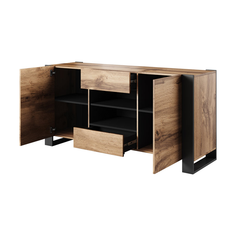 Togut 64.5'' Oak and Gray Modern Sideboard Buffet