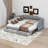Daybed With Storage Drawers & Pop Up Trundle, Upholstered Extendable Daybed With LED Lights-1834695664