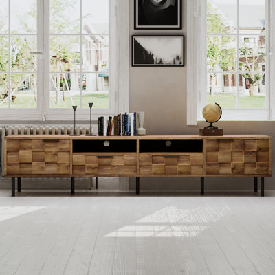 85 Inch Mid Century Modern TV Stand With 2 Drawers And Storage Console | Gift Idea
