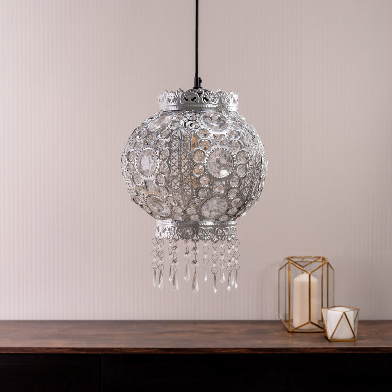 35cm H Metal Round Pendant Shade, Silver