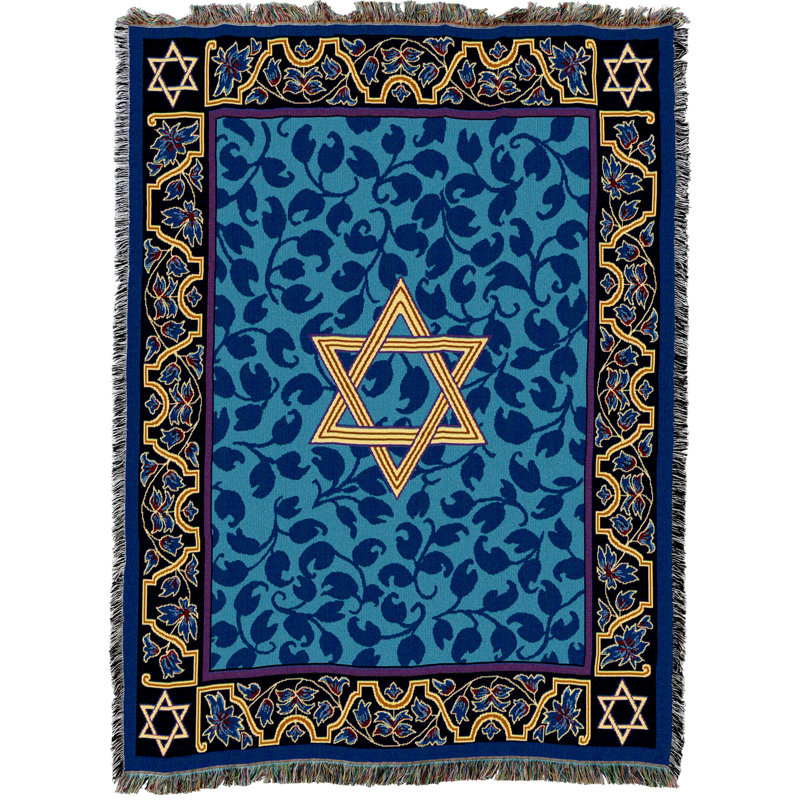 Couverture Magen David Pure Country Weavers - Étoile de David - Cadeau Hanoukka tissé en coton - fabriqué aux États-Unis (72 x 54)