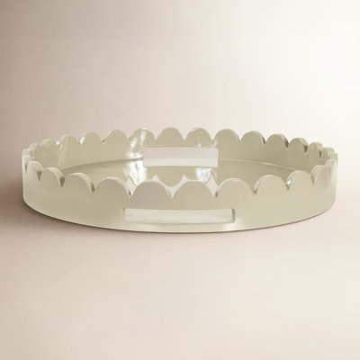 Effa Hand-Crafted Round Scalloped Wood Tray