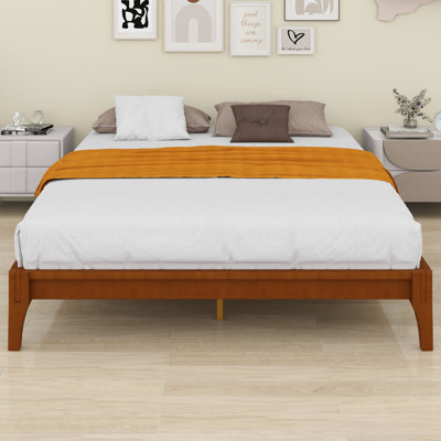 Base de lit plateforme en bois de bambou sec massif avec support en lattes de bois