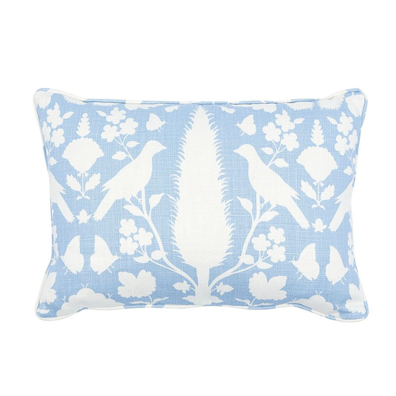 Coussin Chenonceau, Ciel / blanc, 14 po x 20 po
