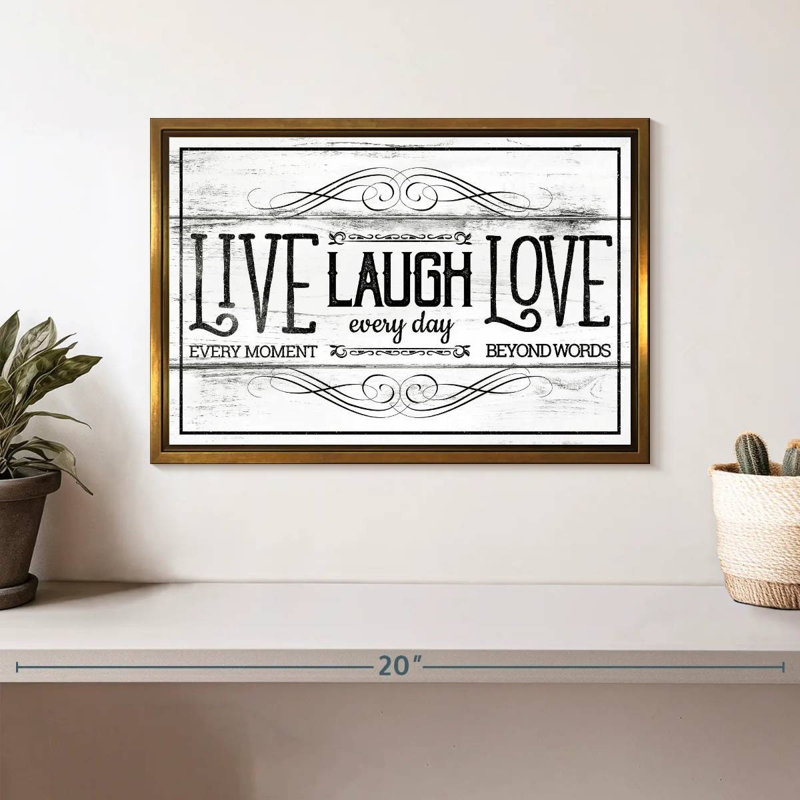 Live Laugh Love Everyday, Cadre flottant doré, 37 po x 25 po