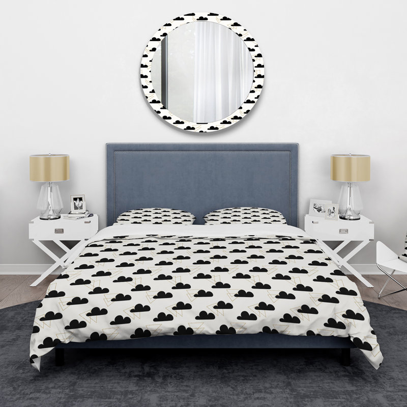 Black White Duvet Cover Set, Microfiber Modern Bedding - Praxton, King Duvet Cover + 2 King Shams