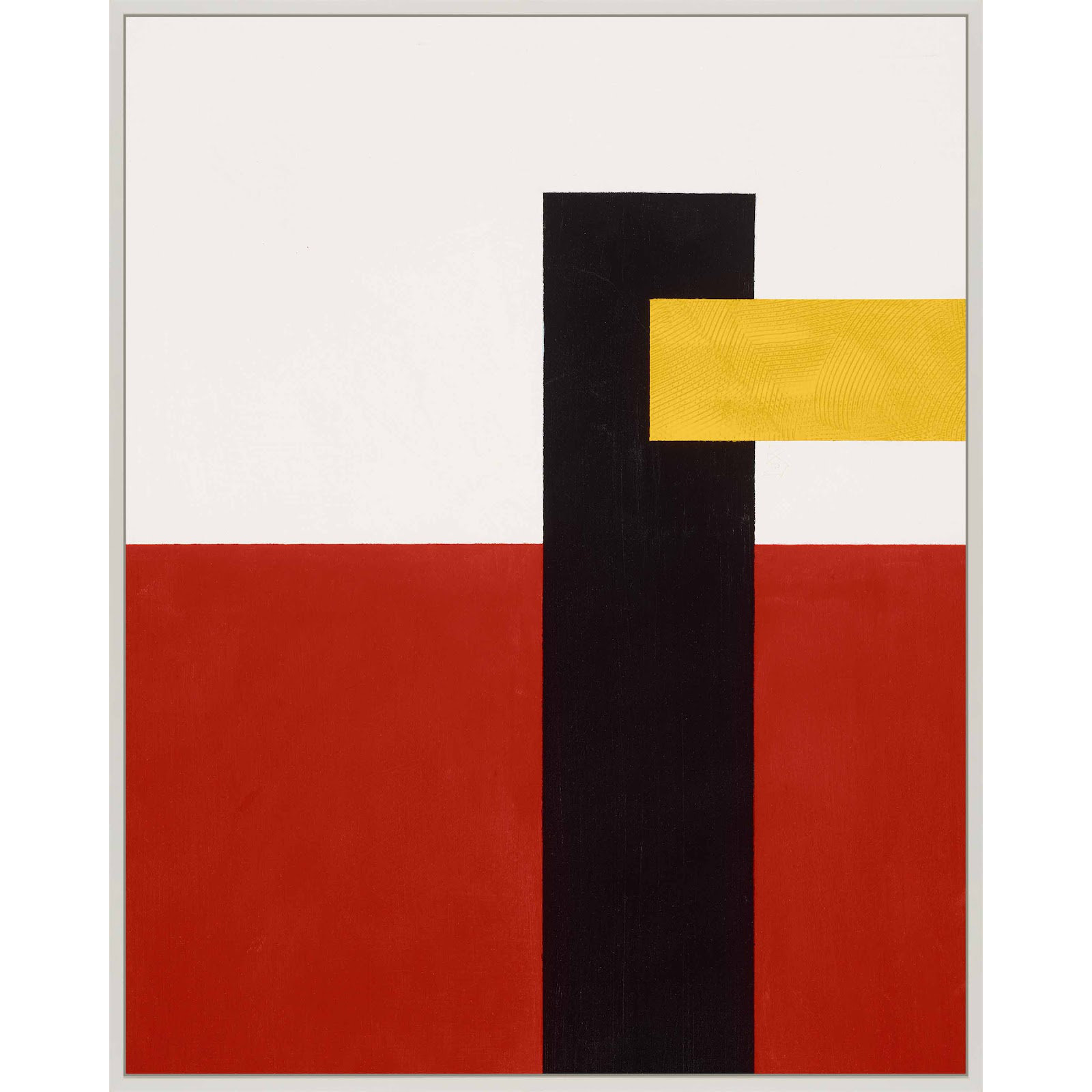 Composition With Yellow 4 by Robert Kamnatnik, 20" H x 16" W x 1.38" D, White Framed Canvas