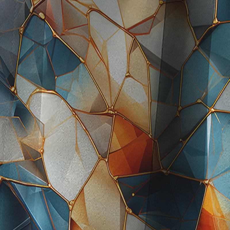 Mosaïque de marbre futuriste sarcelle et orange - Rideau occultant en marbre abstrait - 1 panneaux, L 52 po x L 63 po