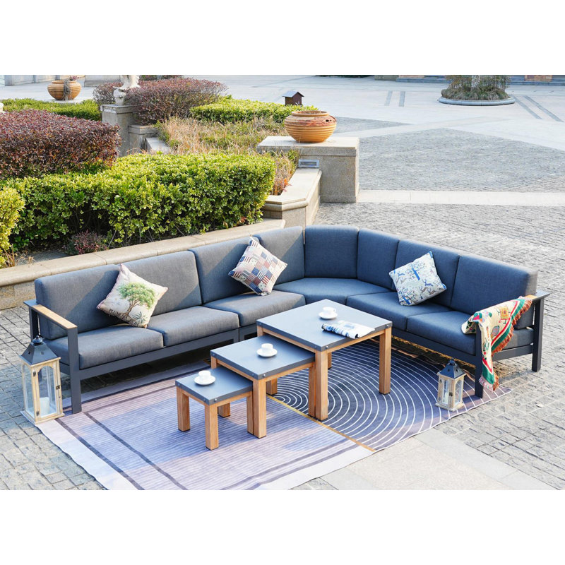 Ensemble de patio 7 pièces avec coussins 7 pièces