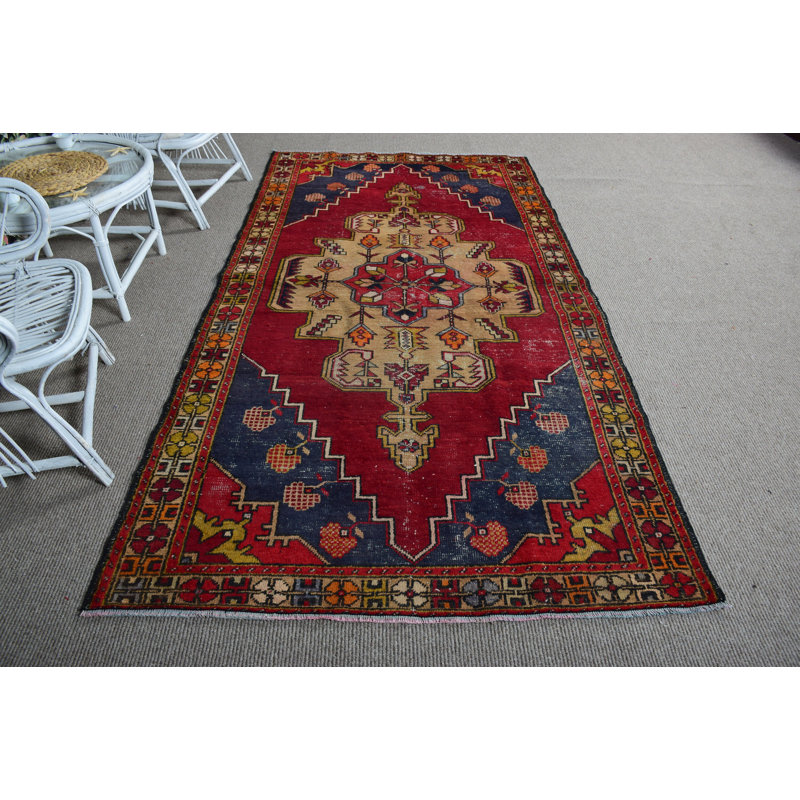 Tapis kilim turc authentique authentique avec motifs géométriques traditionnels rouges