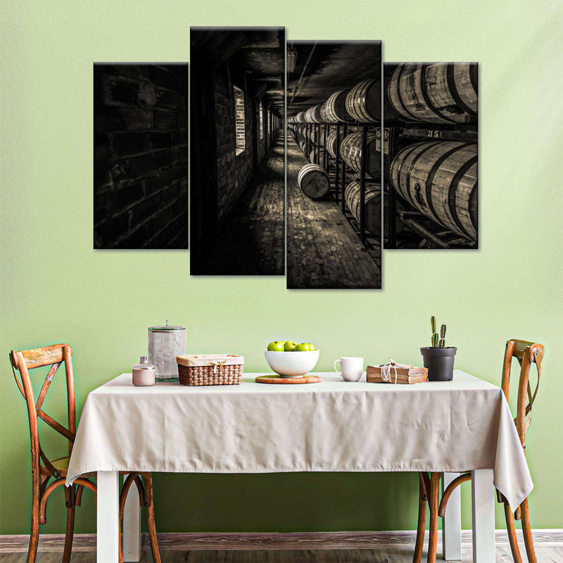 Whiskey Cellar - Ensemble de 4 toiles tendues, H 14 po x l 24 po x P 1 po